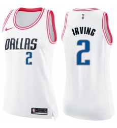Women's Dallas Mavericks #2 Kyrie Irving White-Pink NBA Swingman Fashion Jersey
