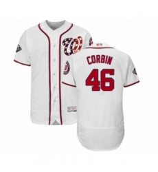Men's Washington Nationals #46 Patrick Corbin White Home Flex Base Authentic Collection 2019 World Series Bound Baseball Jersey Men's Washington Nationals #46 Patrick Corbin White Home Flex Base Authentic Collection 2019 World Series Bound Baseball Jersey