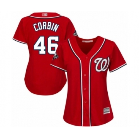 Women's Washington Nationals #46 Patrick Corbin Authentic Red Alternate 1 Cool Base 2019 World Series Bound Baseball Jersey Women's Washington Nationals #46 Patrick Corbin Authentic Red Alternate 1 Cool Base 2019 World Series Bound Baseball Jersey