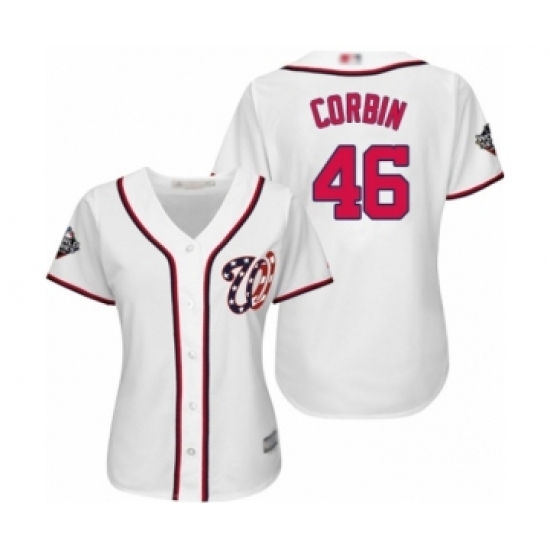 Women's Washington Nationals #46 Patrick Corbin Authentic White Home Cool Base 2019 World Series Bound Baseball Jersey Women's Washington Nationals #46 Patrick Corbin Authentic White Home Cool Base 2019 World Series Bound Baseball Jersey