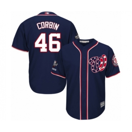 Youth Washington Nationals #46 Patrick Corbin Authentic Navy Blue Alternate 2 Cool Base 2019 World Series Champions Baseball Jersey Youth Washington Nationals #46 Patrick Corbin Authentic Navy Blue Alternate 2 Cool Base 2019 World Series Champions Baseball Jersey
