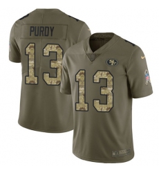 Men's Nike San Francisco 49ers #13 Brock Purdy Olive-Camo Stitched NFL Limited 2017 Salute To Service Jersey