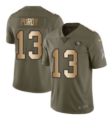 Men's Nike San Francisco 49ers #13 Brock Purdy Olive-Gold Stitched NFL Limited 2017 Salute To Service Jersey