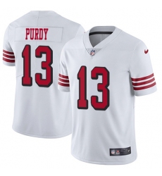 Men's Nike San Francisco 49ers #13 Brock Purdy White Rush Stitched NFL Vapor Untouchable Limited Jersey