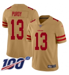 Men's San Francisco 49ers #13 Brock Purdy Gold Stitched NFL Limited Inverted Legend 100th Season Jersey