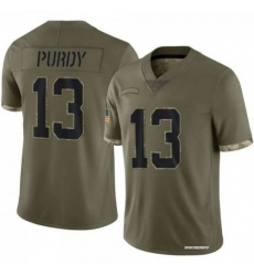 Men's San Francisco 49ers #13 Brock Purdy Nike 2022 Salute To Service Limited Jersey - Olive