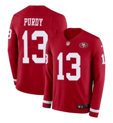 Men's San Francisco 49ers #13 Brock Purdy Red Team Color Stitched NFL Limited Therma Long Sleeve Jersey