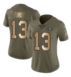 Women's Nike San Francisco 49ers #13 Brock Purdy Olive-Gold Stitched NFL Limited 2017 Salute To Service Jersey