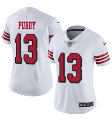 Women's Nike San Francisco 49ers #13 Brock Purdy White Rush Stitched NFL Vapor Untouchable Limited Jersey