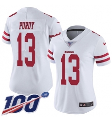 Women's Nike San Francisco 49ers #13 Brock Purdy White Stitched NFL 100th Season Vapor Limited Jersey