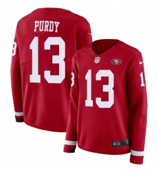 Women's San Francisco 49ers #13 Brock Purdy Red Team Color WomensStitched NFL Limited Therma Long Sleeve Jersey