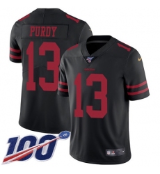 Youth Nike San Francisco 49ers #13 Brock Purdy Black Alternate Stitched NFL 100th Season Vapor Limited Jersey