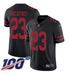 Men's Nike San Francisco 49ers #23 Christian McCaffrey Black Alternate Stitched NFL 100th Season Vapor Limited Jersey