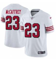 Men's Nike San Francisco 49ers #23 Christian McCaffrey White Rush Stitched NFL Vapor Untouchable Limited Jersey