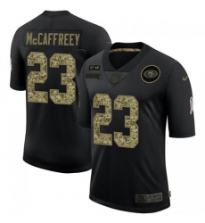 Men's San Francisco 49ers #23 Christian McCaffrey Nike 2020 Salute To Service Camo Limited NFL Jersey Black
