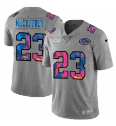 Men's San Francisco 49ers #23 Christian McCaffrey Nike Multi-Color 2020 NFL Crucial Catch NFL Jersey Greyheather