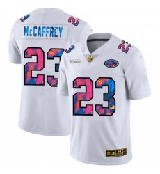Men's San Francisco 49ers #23 Christian McCaffrey White Nike Multi-Color 2020 NFL Crucial Catch Limited NFL Jersey