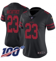 Women's Nike San Francisco 49ers #23 Christian McCaffrey Black Alternate Stitched NFL 100th Season Vapor Limited Jersey