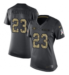 Women's Nike San Francisco 49ers #23 Christian McCaffrey Black Stitched NFL Limited 2016 Salute to Service Jersey