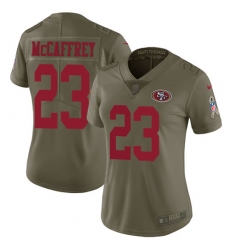 Women's Nike San Francisco 49ers #23 Christian McCaffrey Olive Stitched NFL Limited 2017 Salute to Service Jersey