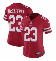 Women's Nike San Francisco 49ers #23 Christian McCaffrey Red Team Color Stitched NFL Vapor Untouchable Limited Jersey
