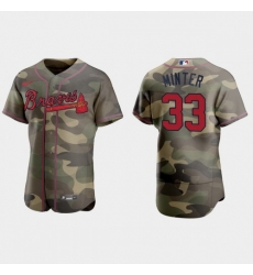 Men's Atlanta Braves #33 A.J. Minter Nike 2021 Armed Forces Day Authentic MLB Jersey -Camo