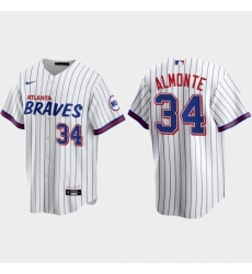 Men's Atlanta Braves #34 Abraham Almonte White Nike 2021 City Connect MLB Jersey