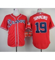 Men's Atlanta Braves #19 Andrelton Simmons Red Cool Base Stitched MLB Jersey