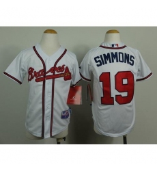 Youth Atlanta Braves #19 Andrelton Simmons White Cool Base Stitched MLB Jersey