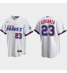 Men's Nike Atlanta Braves #23 Ehire Adrianza White  2021 City Connect Replica MLB Jersey