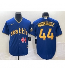 Men's Seattle Mariners #44 Julio Rodriguez Blue 2023 City Connect Cool Base Stitched Jersey