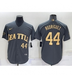 Men's Seattle Mariners #44 Julio Rodriguez Number Grey 2022 All Star Stitched Cool Base Jersey
