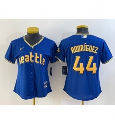 Women's Seattle Mariners #44 Julio Rodriguez Blue 2023 City Connect Cool Base Stitched Jersey