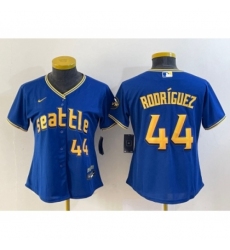 Women's Seattle Mariners #44 Julio Rodriguez Number Blue 2023 City Connect Cool Base Stitched Jersey1
