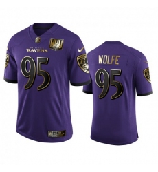 Men's Baltimore Ravens #95 Derek Wolfe Nike Purple Team 25th Season Golden Limited NFL Jersey