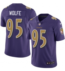 Men's Nike Baltimore Ravens #95 Derek Wolfe Purple Stitched NFL Limited Rush Jersey