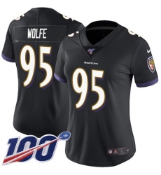 Women's Nike Baltimore Ravens #95 Derek Wolfe Black Alternate Stitched NFL 100th Season Vapor Untouchable Limited Jersey