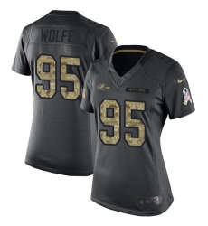 Women's Nike Baltimore Ravens #95 Derek Wolfe Black Stitched NFL Limited 2016 Salute to Service Jersey