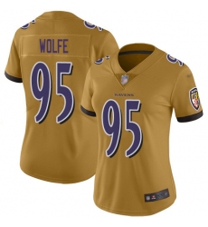 Women's Nike Baltimore Ravens #95 Derek Wolfe Gold Stitched NFL Limited Inverted Legend Jersey
