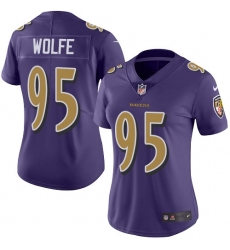 Women's Nike Baltimore Ravens #95 Derek Wolfe Purple Stitched NFL Limited Rush Jersey