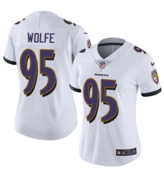 Women's Nike Baltimore Ravens #95 Derek Wolfe White Stitched NFL Vapor Untouchable Limited Jersey