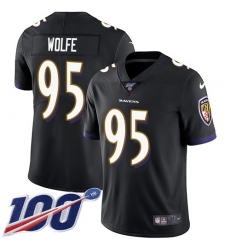 Youth Nike Baltimore Ravens #95 Derek Wolfe Black Alternate Stitched NFL 100th Season Vapor Untouchable Limited Jersey