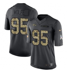 Youth Nike Baltimore Ravens #95 Derek Wolfe Black Stitched NFL Limited 2016 Salute to Service Jersey