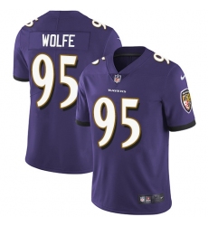 Youth Nike Baltimore Ravens #95 Derek Wolfe Purple Team Color Stitched NFL Vapor Untouchable Limited Jersey