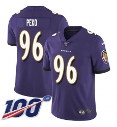 Men's Nike Baltimore Ravens #96 Domata Peko Sr Purple Team Color Stitched NFL 100th Season Vapor Untouchable Limited Jersey