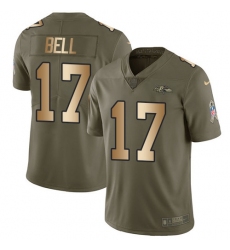 Men's Nike Baltimore Ravens #17 LeVeon Bell Olive-Gold Stitched NFL Limited 2017 Salute To Service Jersey