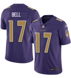 Men's Nike Baltimore Ravens #17 LeVeon Bell Purple Stitched NFL Limited Rush Jersey