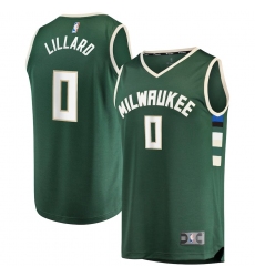 Men's Milwaukee Bucks #0 Damian Lillard Fanatics Branded Hunter Green Fast Break Player Icon Edition Jersey
