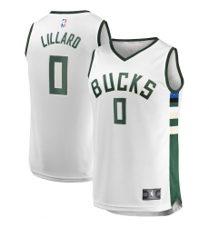 Men's Milwaukee Bucks #0 Damian Lillard Fanatics Branded White Fast Break Player Association Edition Jersey