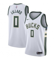 Men's Milwaukee Bucks #0 Damian Lillard Nike White Swingman Player Association Edition Jersey